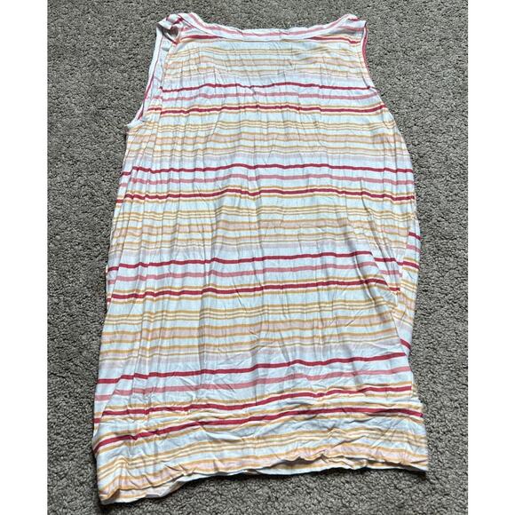 Women’s Medium Ann Taylor Loft Outlet Orange & Pink Striped V-Neck Tank Top - Picture 4 of 4
